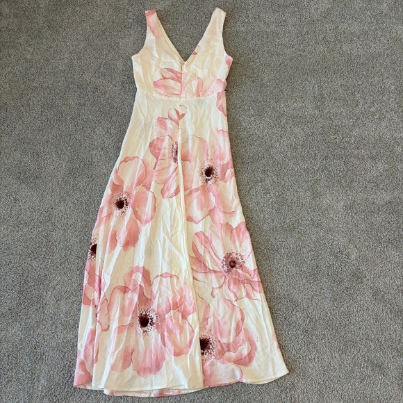 Paper Heart Maxi Dress Size Small Poppy Floral White Pink Y2K Babydoll Feminine - Picture 7 of 8